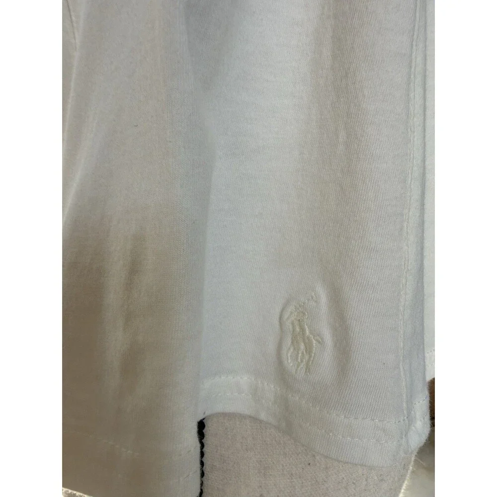 NWT Polo Ralph Lauren Girls Ruffled Top Sea Harbor White, M (8-10).